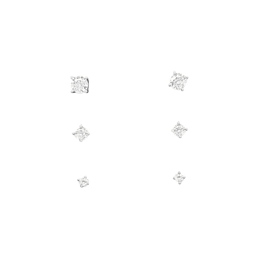 Children's Sterling Silver 3pc Stud Earring Set with Cubic Zirconia Bevilles 