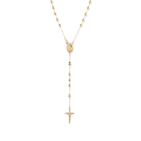 66cm Rosary Necklace in 9kt Yellow Bonded Gold Pendants Bevilles 