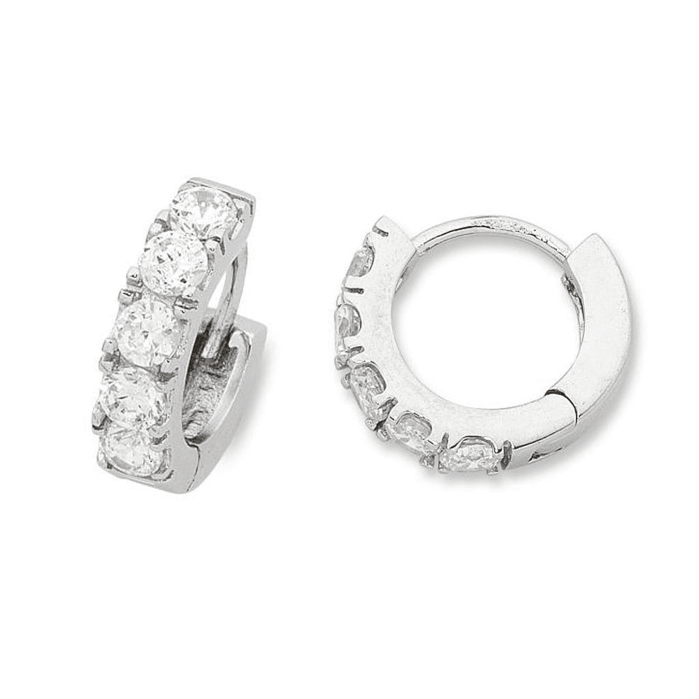 Sterling Silver Cubic Zirconia Hoop Earrings-10mm Earrings Bevilles 