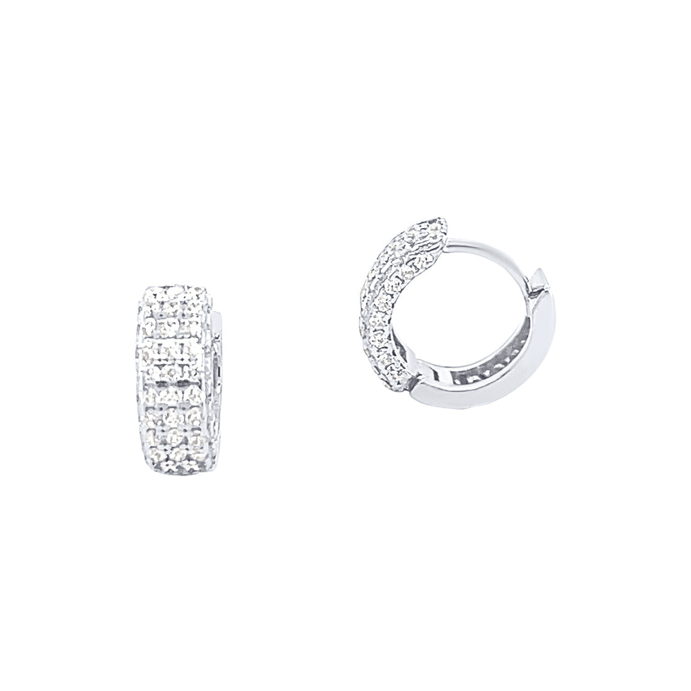 12mm Pave Cubic Zirconia Sterling Silver Hoop Earrings Earrings Bevilles 
