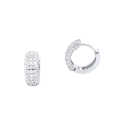 12mm Pave Cubic Zirconia Sterling Silver Hoop Earrings Earrings Bevilles 