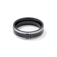 Men's 6.6mm Two Tone Black Ring in Stainless Steel Rings Bevilles 