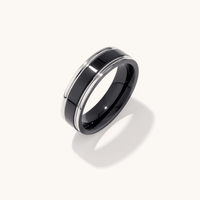 Men's 6.6mm Two Tone Black Ring in Stainless Steel Rings Bevilles 