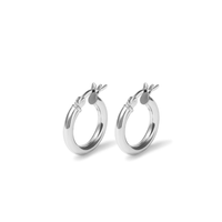 15mm Plain Hoop Earrings in Sterling Silver Earrings Bevilles 