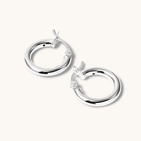 15mm Plain Hoop Earrings in Sterling Silver Earrings Bevilles 