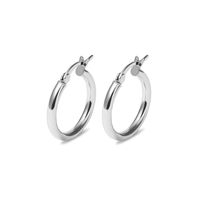20mm Plain Hoop Earrings in Sterling Silver Earrings Bevilles 