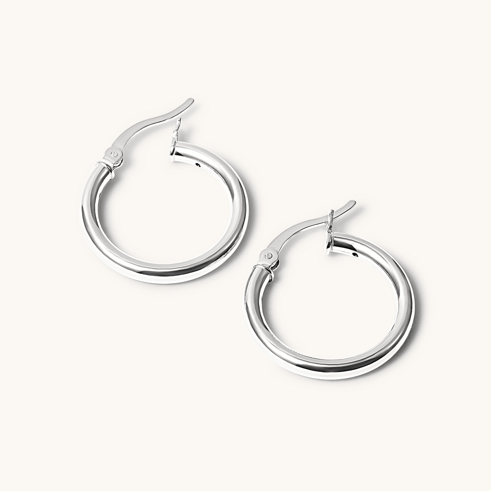 20mm Plain Hoop Earrings in Sterling Silver Earrings Bevilles 
