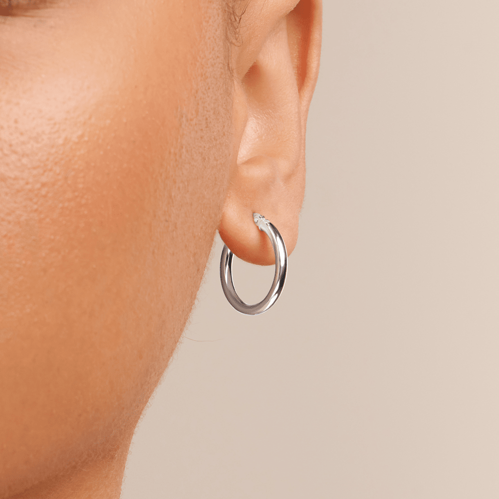 20mm Plain Hoop Earrings in Sterling Silver Earrings Bevilles 