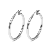 30mm Plain Hoop Earrings in Sterling Silver Earrings Bevilles 