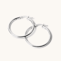30mm Plain Hoop Earrings in Sterling Silver Earrings Bevilles 