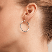 30mm Plain Hoop Earrings in Sterling Silver Earrings Bevilles 