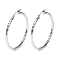 40mm Plain Hoop Earrings in Sterling Silver Earrings Bevilles 
