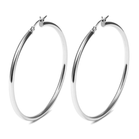 50mm Plain Hoop Earrings in Sterling Silver Earrings Bevilles 