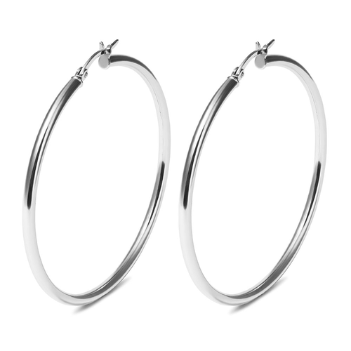 50mm Plain Hoop Earrings in Sterling Silver Earrings Bevilles 