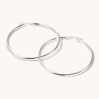 50mm Plain Hoop Earrings in Sterling Silver Earrings Bevilles 