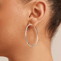 50mm Plain Hoop Earrings in Sterling Silver Earrings Bevilles 