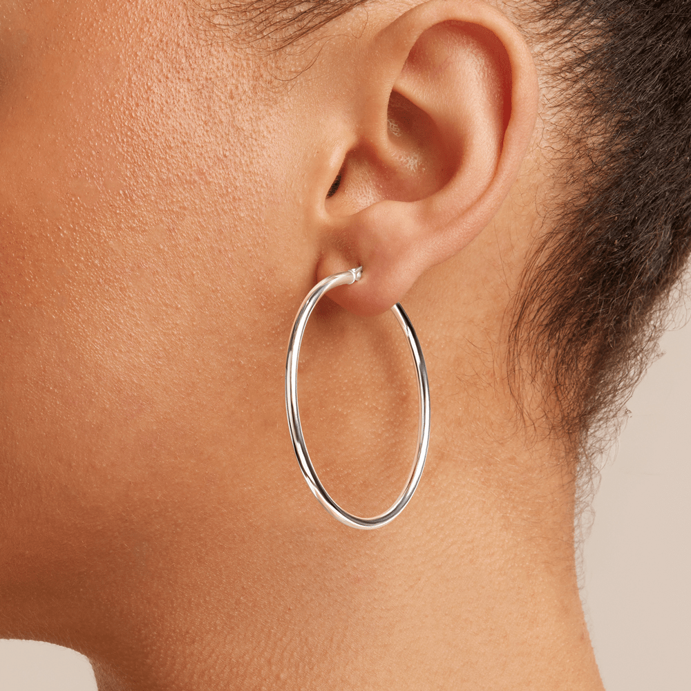 50mm Plain Hoop Earrings in Sterling Silver Earrings Bevilles 