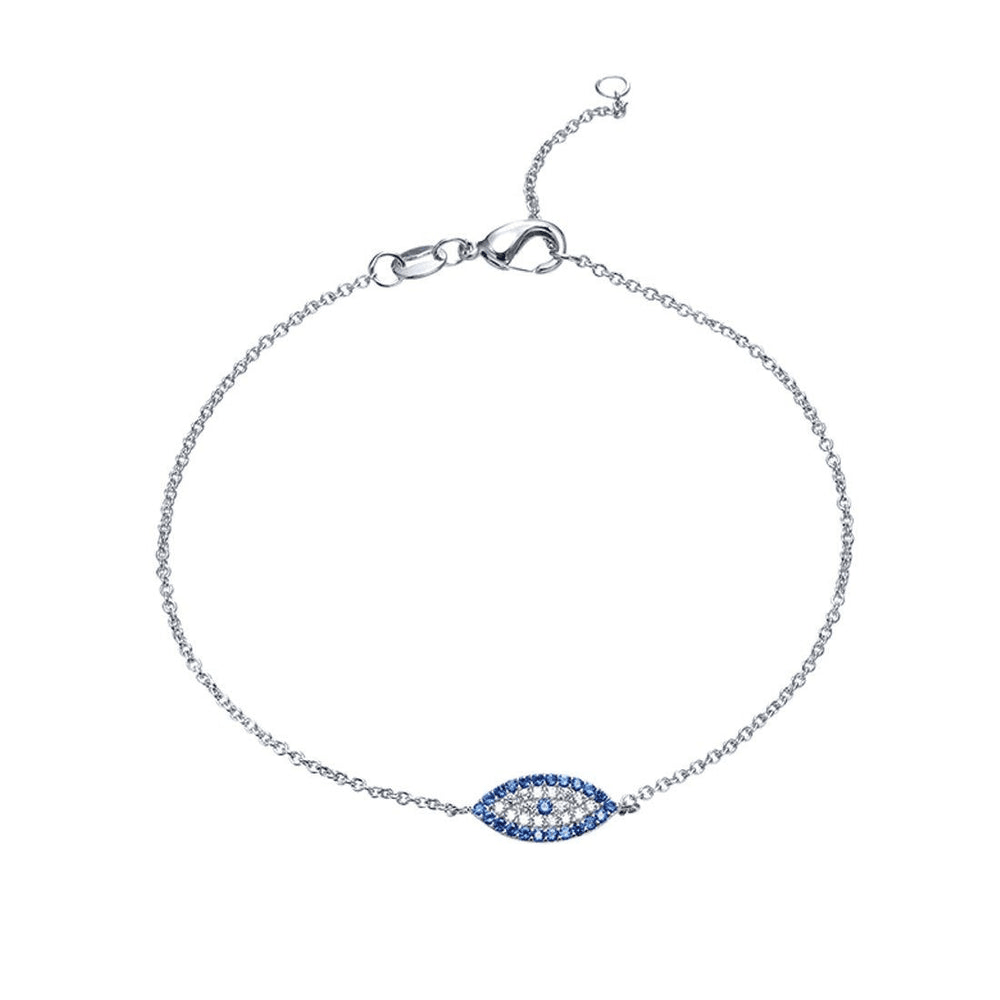 Sterling Silver Cubic Zirconia Evil Eye Anklet Bevilles 