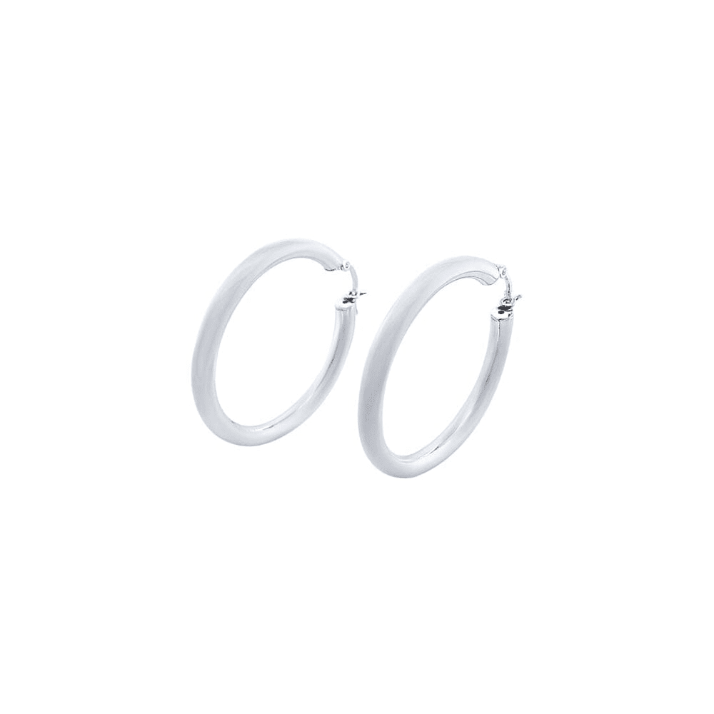 25mm Plain Hoop Earrings in Sterling Silver Earrings Bevilles 