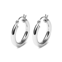 25mm Plain Hoop Earrings in Sterling Silver Earrings Bevilles 