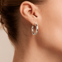 25mm Plain Hoop Earrings in Sterling Silver Earrings Bevilles 