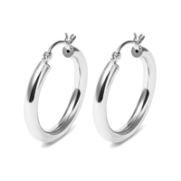 30mm Plain Hoop Earrings in Sterling Silver Earrings Bevilles 