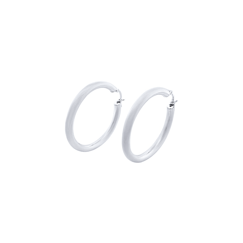40mm Plain Hoop Earrings in Sterling Silver Earrings Bevilles 
