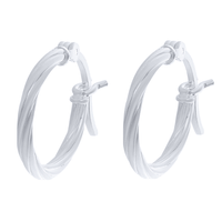 Sterling Silver 15mm Plain Twist Hoop Earrings Earrings Bevilles 