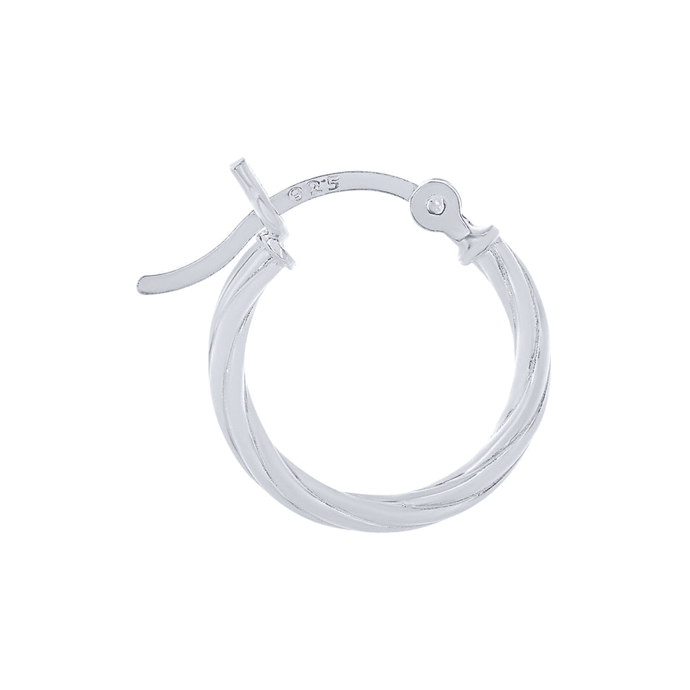 Sterling Silver 15mm Plain Twist Hoop Earrings Earrings Bevilles 