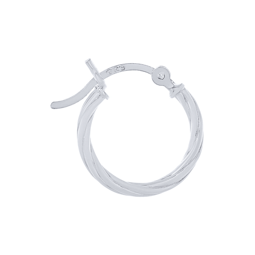 Sterling Silver 15mm Plain Twist Hoop Earrings Earrings Bevilles 