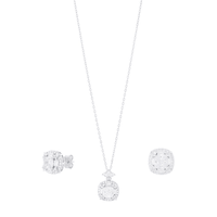 Sterling Silver Halo Jewellery Set with Cubic Zirconia Bevilles 