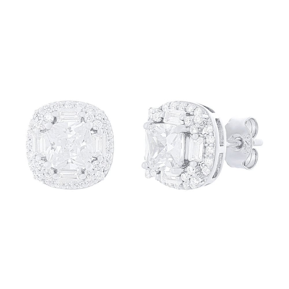 Sterling Silver Halo Jewellery Set with Cubic Zirconia Bevilles 