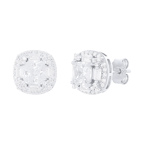 Sterling Silver Halo Jewellery Set with Cubic Zirconia Bevilles 