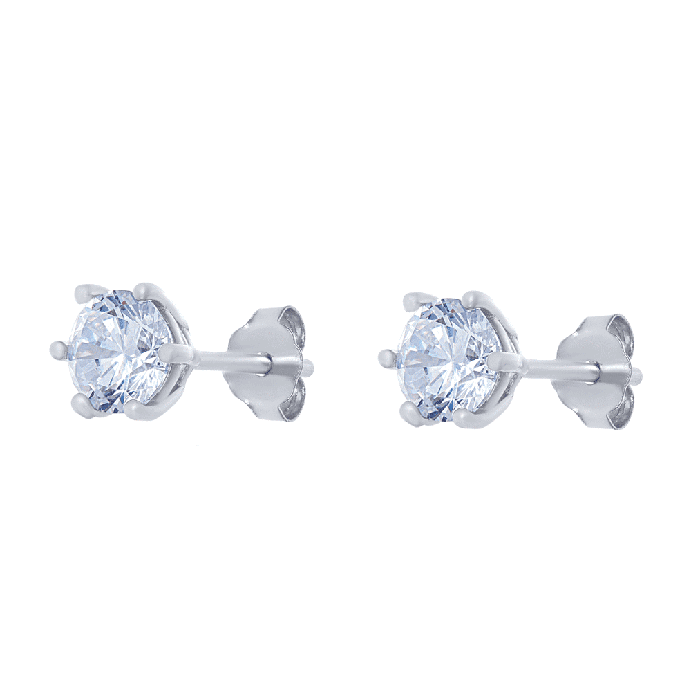 Sterling Silver Cubic Zirconia Hoop and Stud Earring Set Bevilles 