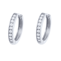 Sterling Silver Cubic Zirconia Hoop and Stud Earring Set Bevilles 