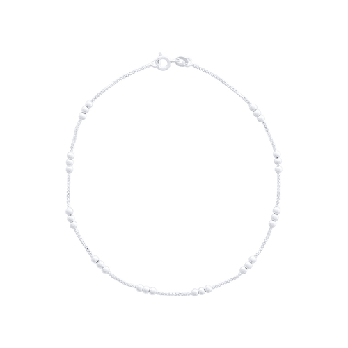 25cm Sterling Silver Ball Station Chain Anklet Bevilles 