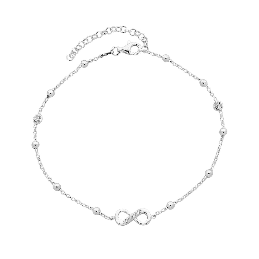 27cm Sterling Silver Infinity Anklet Bevilles 