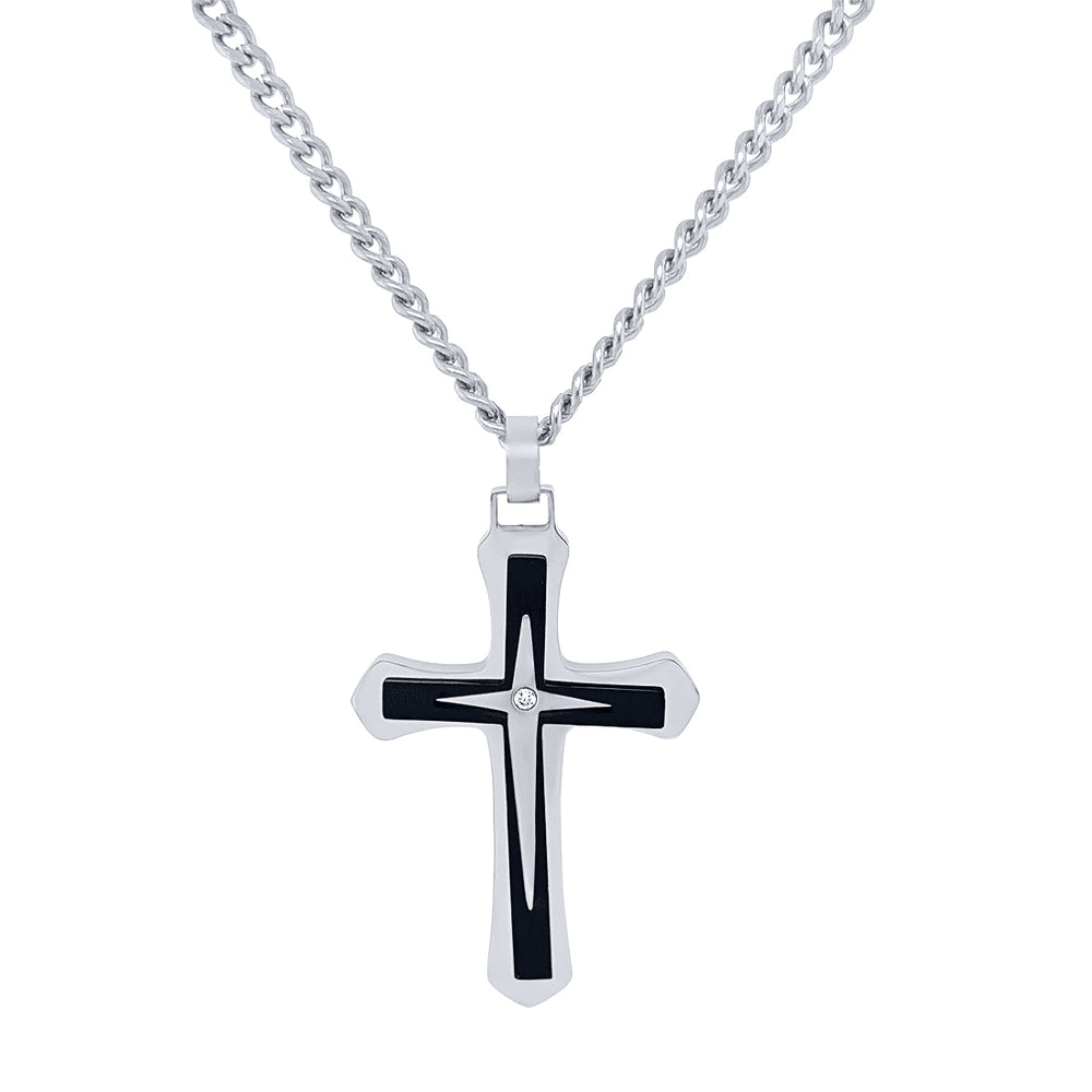 50cm Men's Stainless Steel Cross Necklace Pendants Bevilles 
