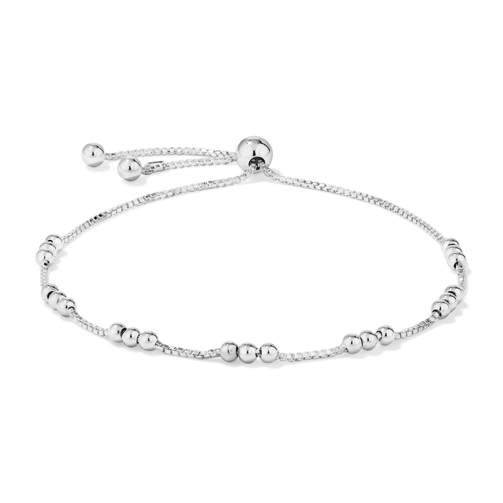 25.5cm Ball Station Bolo Bracelet in Sterling Silver Bracelets Bevilles 