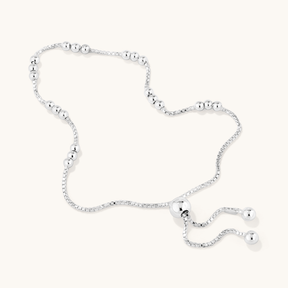 25.5cm Ball Station Bolo Bracelet in Sterling Silver Bracelets Bevilles 