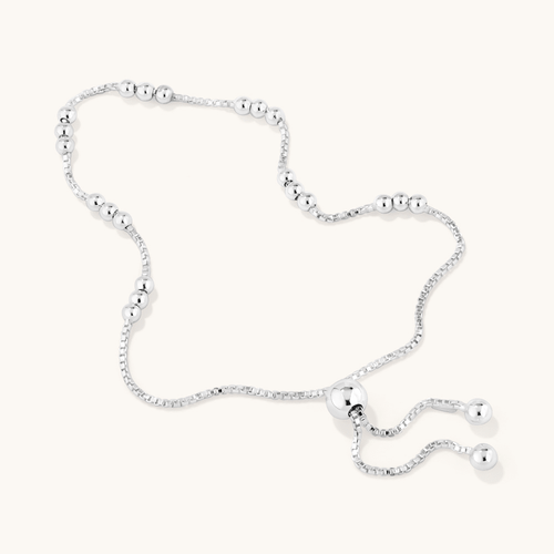 25.5cm Ball Station Bolo Bracelet in Sterling Silver Bracelets Bevilles 
