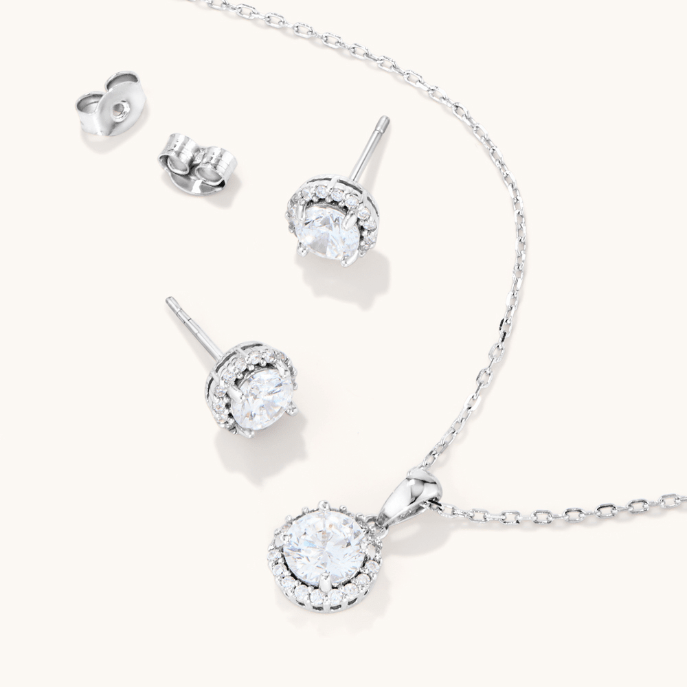 Sterling Silver Necklace & Earring Set Bevilles 