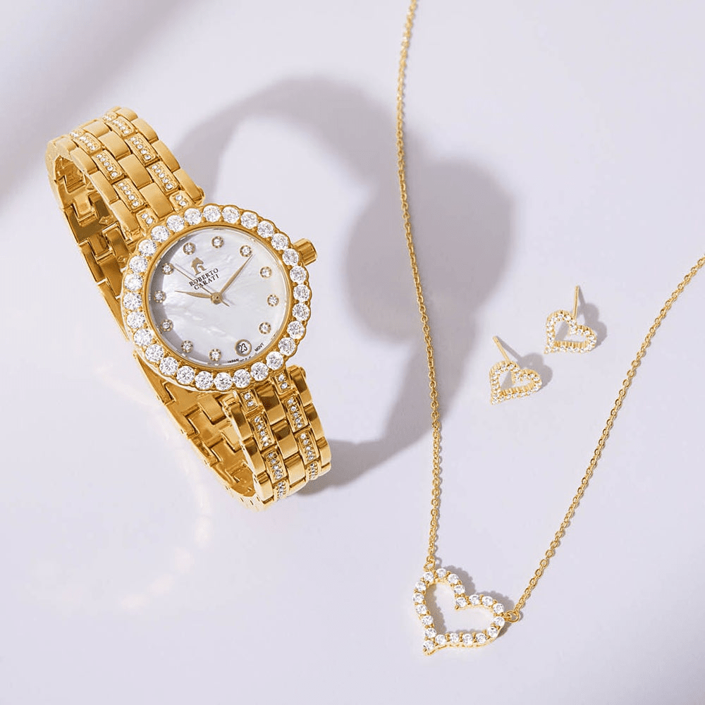 Roberto Carati Amore Gold Tone Quartz Watch Gift Set Watches Roberto Carati 