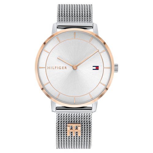Tommy Hilfiger Tea Silver Case White Face Silver Mesh Band Watch 1782288 Watches Tommy Hilfiger 