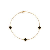27cm Crystal Clover Anklet in 9kt Bonded Gold Silver Filled Bevilles 