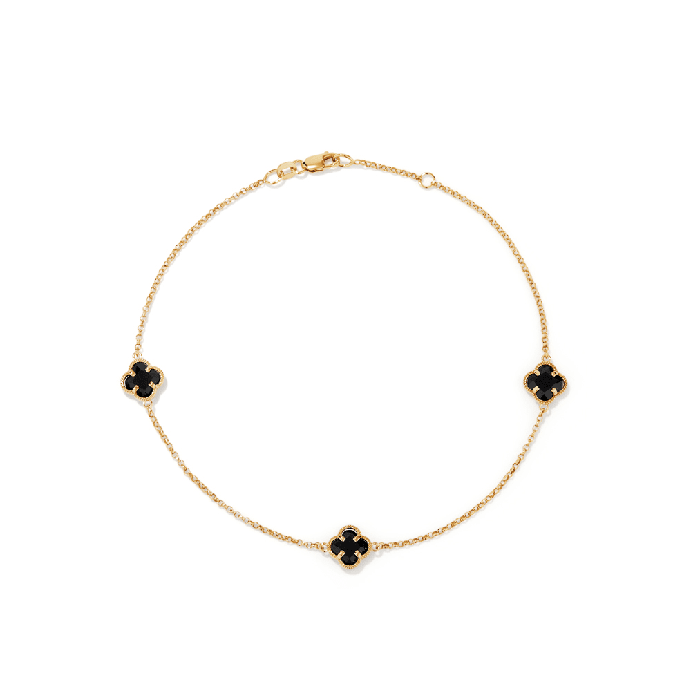 27cm Crystal Clover Anklet in 9kt Bonded Gold Silver Filled Bevilles 