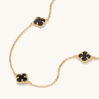 27cm Crystal Clover Anklet in 9kt Bonded Gold Silver Filled Bevilles 