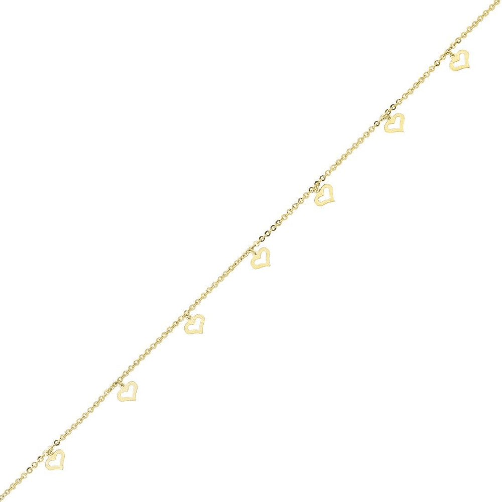 25cm Heart Charm Anklet in 9kt Bonded Gold Silver Filled Bevilles 