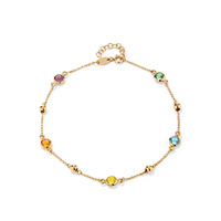 25cm Bezel Crystal Station Anklet in 9kt Bonded Gold Silver Filled Bevilles 