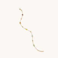 25cm Bezel Crystal Station Anklet in 9kt Bonded Gold Silver Filled Bevilles 